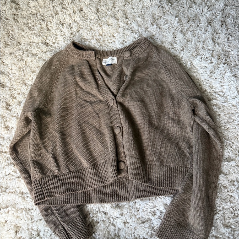 Universal Thread Brown Button-Up thick sweater cu… - image 2